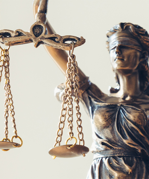 A statue of Lady Justice holding scales